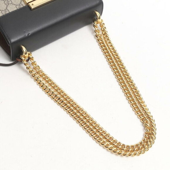 Gucci Interlock Chain Shoulder Bag Cowhide Calf Beige Brown Black - Picture 16 of 16